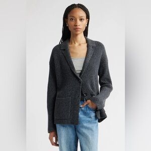 Nordstrom Rib Wool & Cashmere Cardigan Button Front Collared Size XS